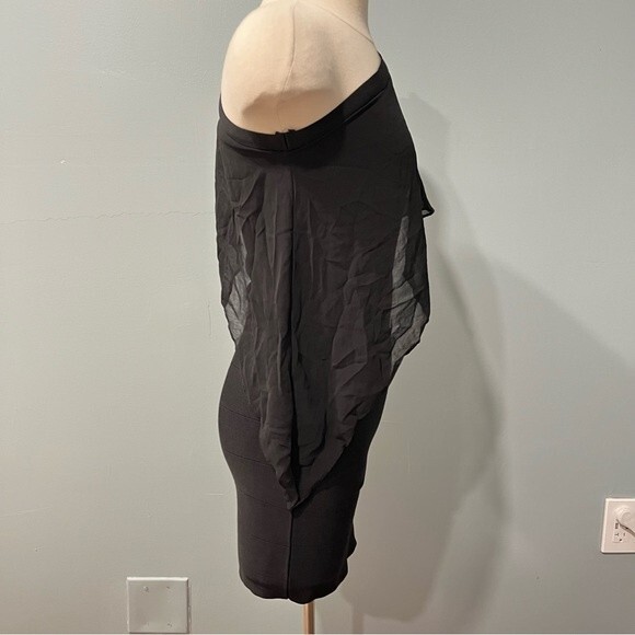 Bebe Black One Shoulder Bodycon Dress Size Small - Picture 3 of 6